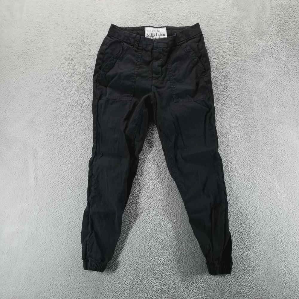 Frank‎ & Eileen Pants Womens 2 Black Jameson Jogger Utility Twill Stretch Casual